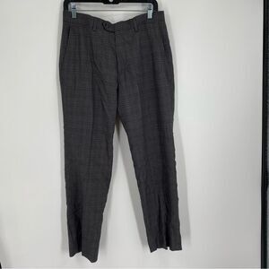 Bar 3 Tech Men’s Slim Fit Small Plaid Pattern Charcoal Dress Pants 32W 30L